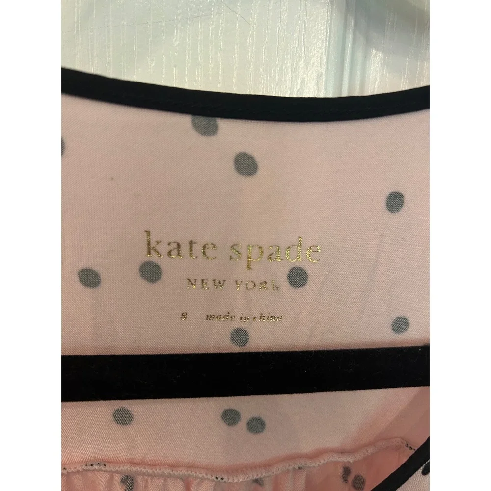 ❤️ Kate‎ Spade Nightgown Pink Polka Dot Bow Shoulder Modal Chemise Sleepwear S